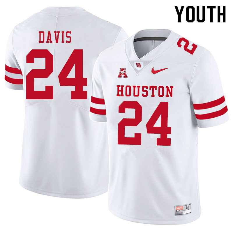 Youth #24 Jaylen Davis Houston Cougars College Football Jerseys Sale-White